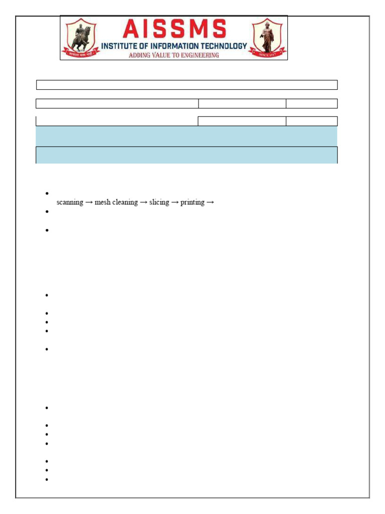 Idea Lab Pblm-i Exp 7 | PDF | 3 D Printing | Computer Aided Design