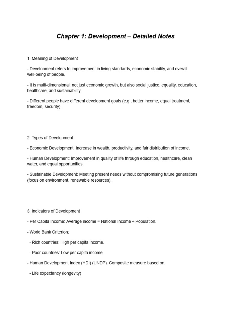 Class 10 Chapter 1 Notes | PDF | Human Development Index | Sustainability