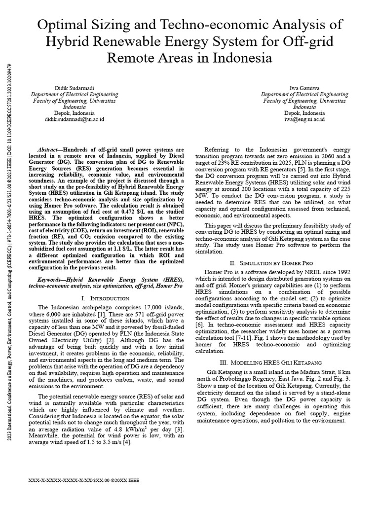 Optimal Sizing and Techno-economic Analysis of Hybrid Renewable Energy ...