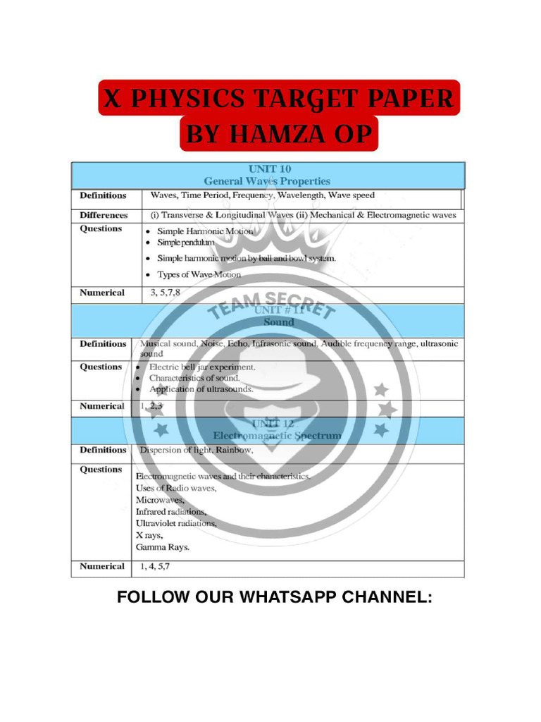 x - Physics Target Paper 2025 - Hamza Op | PDF