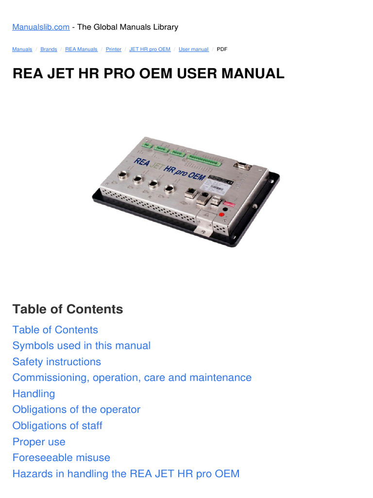 Rea Jet HR Pro Oem User Manual | PDF | Power Supply | Direct Current