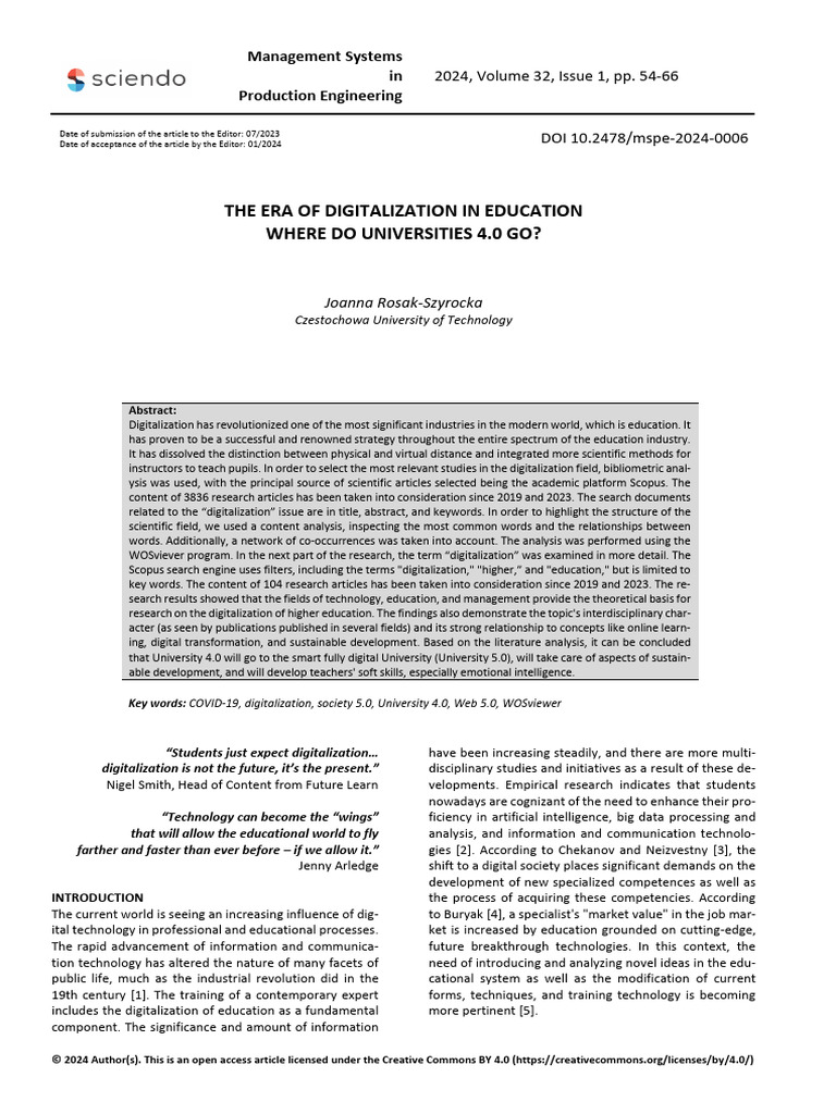 The Era of Digitalization in Education Where Do Universities 4.0 Go ...
