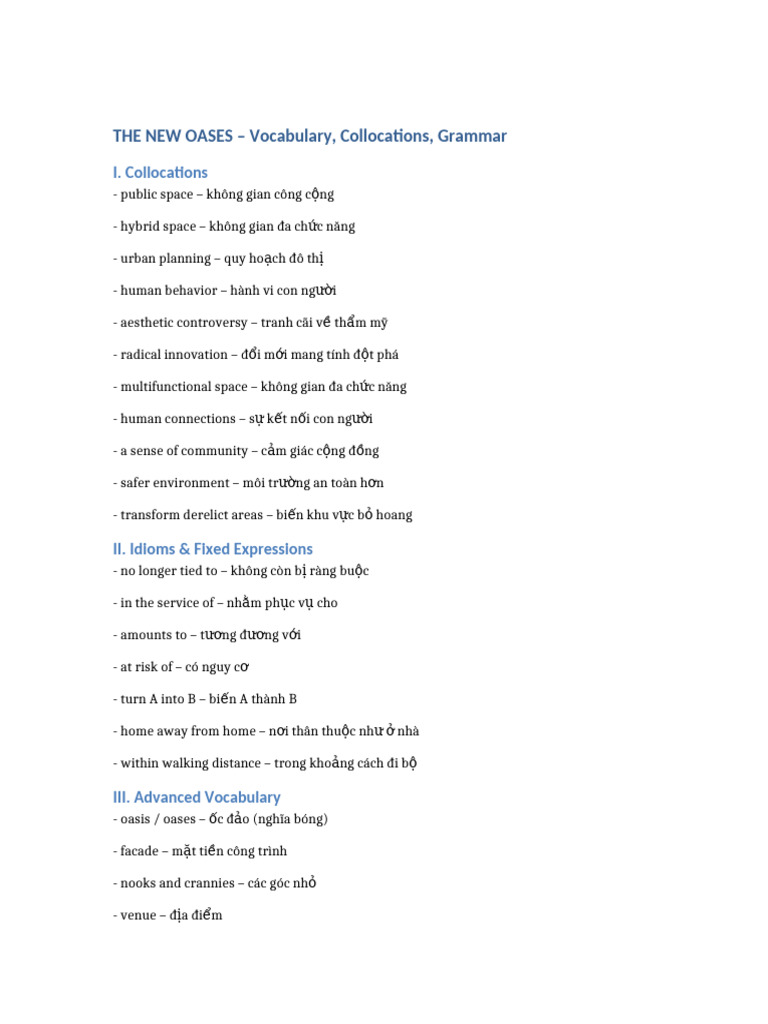 The New Oases Vocabulary Grammar | PDF | Linguistic Typology | Syntax