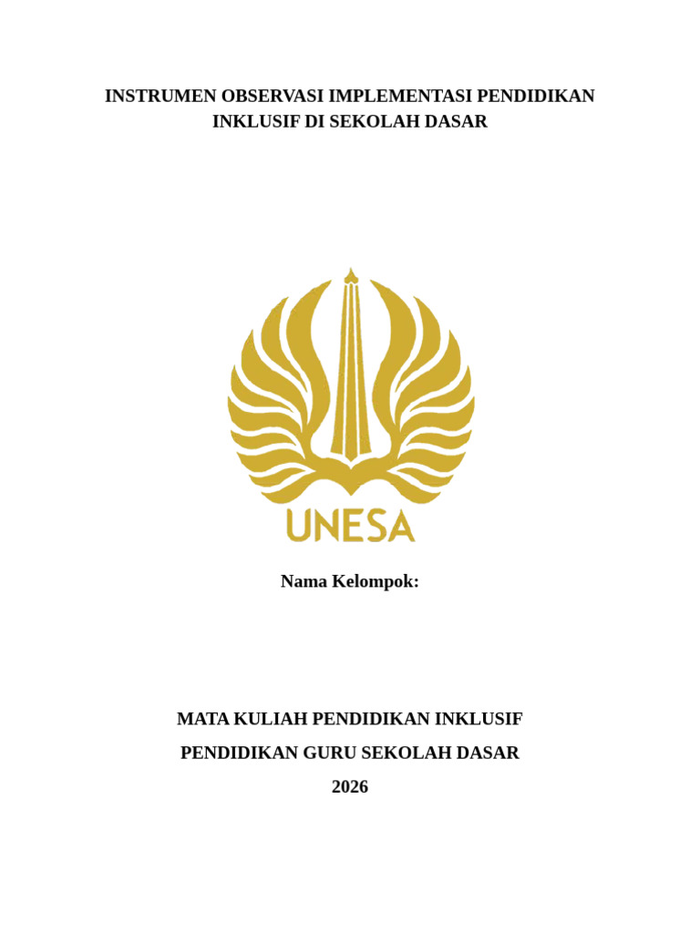 Instrumen Observasi Implementasi Pendidikan Inklusif Di Sekolah Dasar | PDF