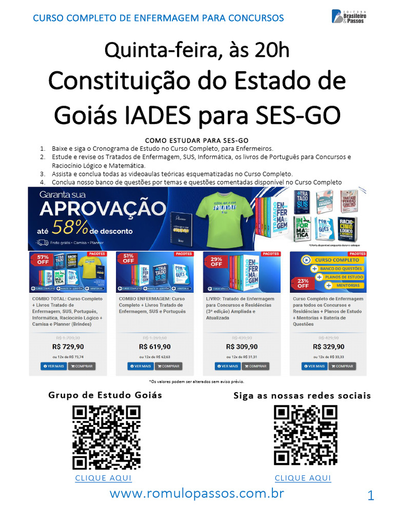 Constituição do Estado de Goiás IADES para SES-GO | PDF | Enfermagem ...
