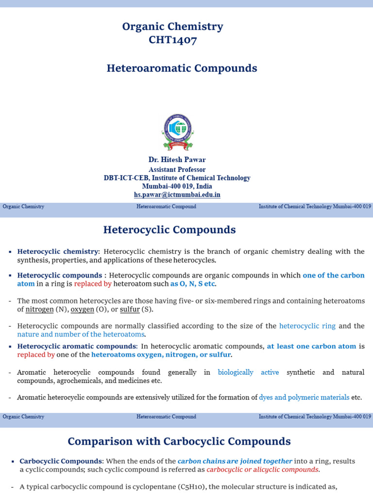 3. Hetroaromatic compounds | PDF | Heterocyclic Compound | Aromaticity