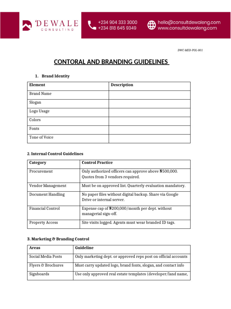 Dwc- Control & Branding Guidelines | PDF