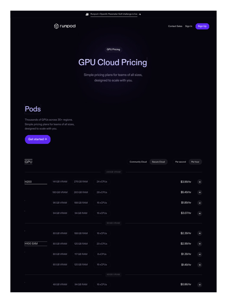 Www Runpod Io Pricing | PDF | Graphics Processing Unit | Computing