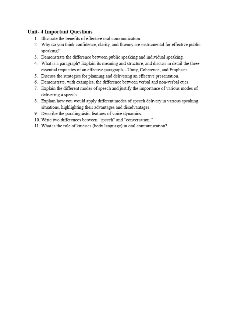Unit- 4 Important Questions | PDF