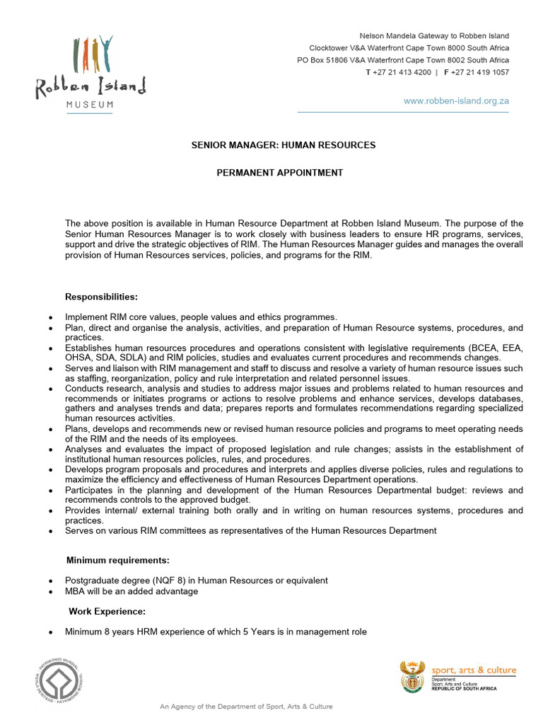 Senior Manager HR Job Advert 29 April 2026 | PDF | Human Resource ...