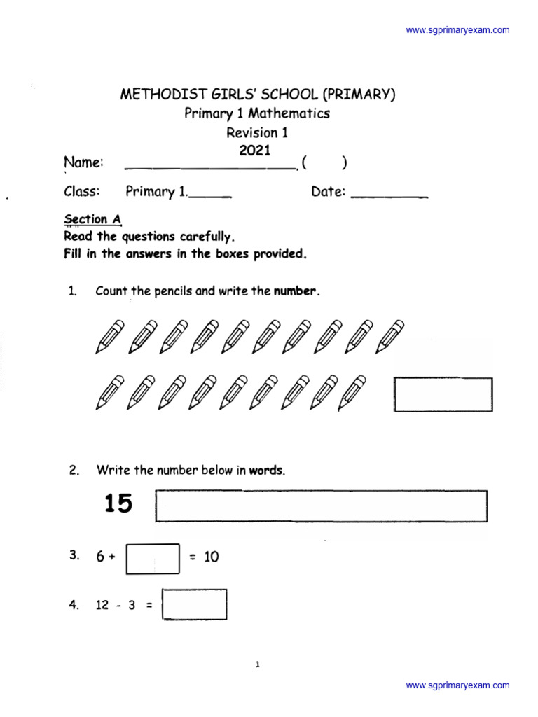 P1 Math Rev 1-4 | PDF