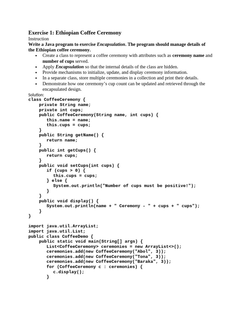 Exercises on Encapsulation | PDF | Object Oriented Programming ...