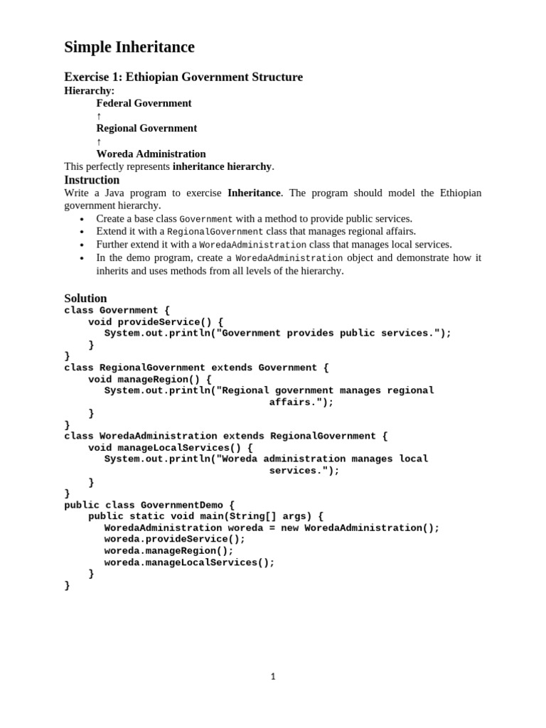 Exercises on Inheritance-1 | PDF | Inheritance (Object Oriented ...
