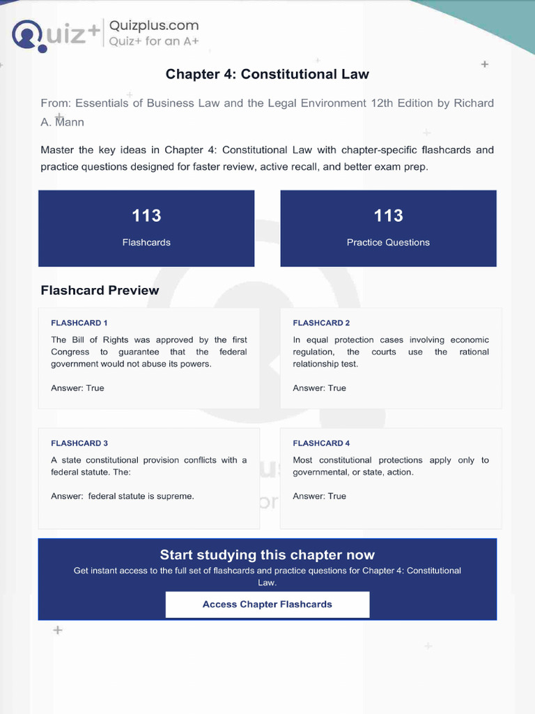 Flashcards for Chapter 4 Constitutional Law | PDF