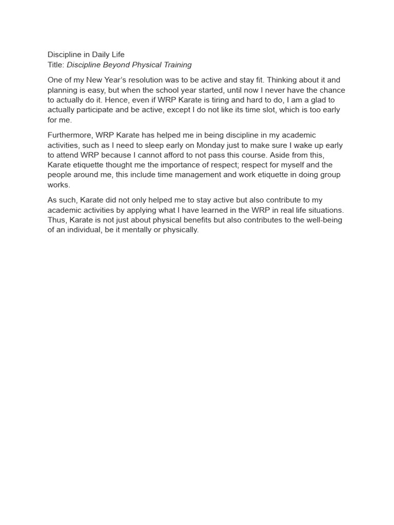 Discipline in Daily Life | PDF