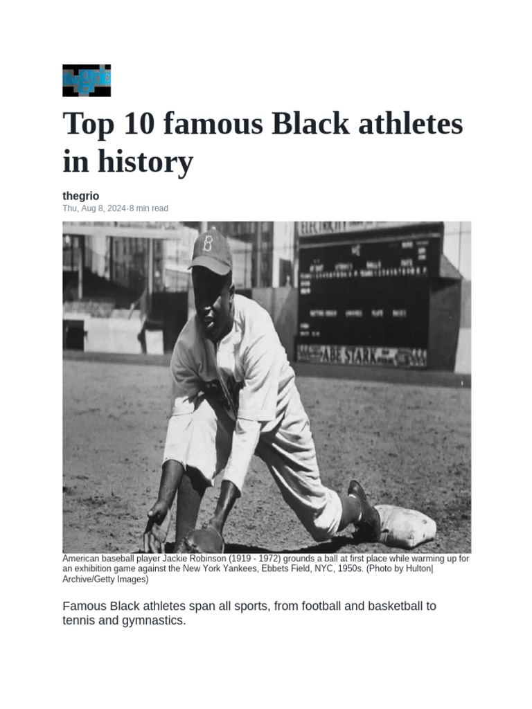 Top 10 famous Black athletes in history | PDF | Muhammad Ali | Serena Williams
