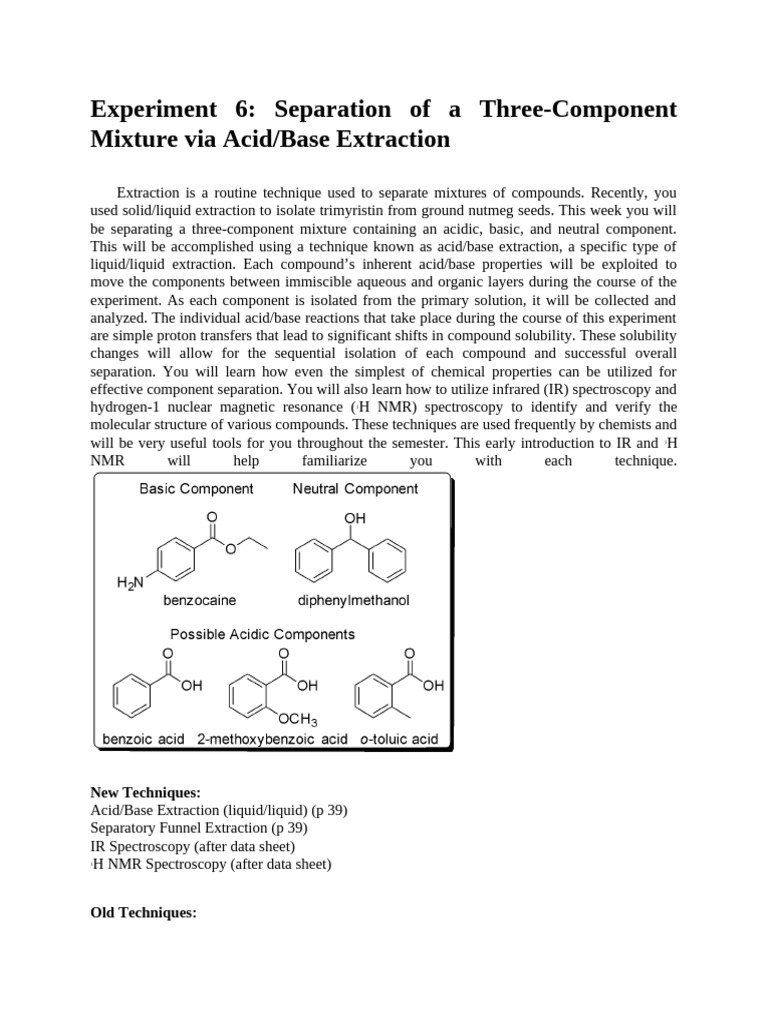 Three Component Mixture Lab Procedure | PDF | Infrared Spectroscopy ...
