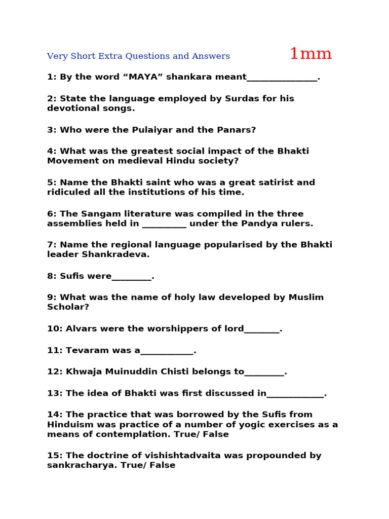 Questions Class 7 Chapter 8 | PDF | Bhakti Movement | Indian Religions
