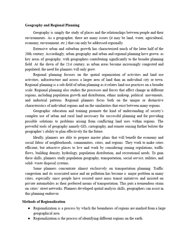 Methods of Regionalization | PDF | Geography | Urban Planning