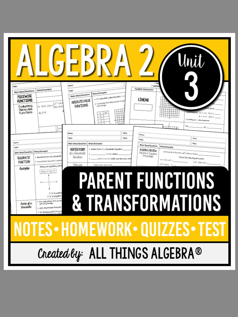 Unit 3 - Parent Functions & Transformations | PDF | Function ...