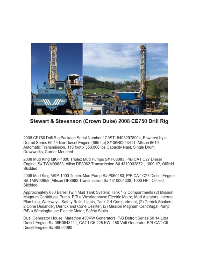 TDS Crown Duke 2008 CE750 Rig-1 | PDF