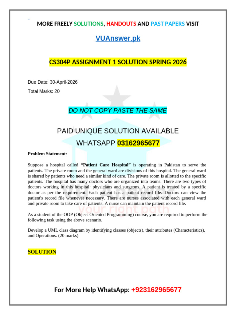 CS304P Assignment 1 Correct Solution Spring 2026 (1) | PDF