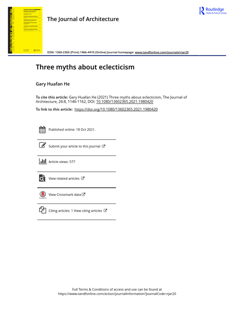 Three Myths About Eclecticism | PDF | Postmodernism | Aesthetics