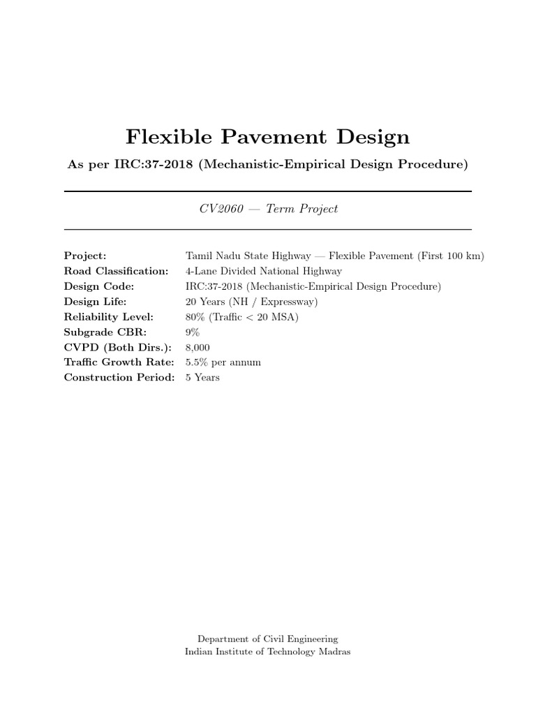 Flexible Pavement Design IRC37 | PDF | Road Surface | Land Transport