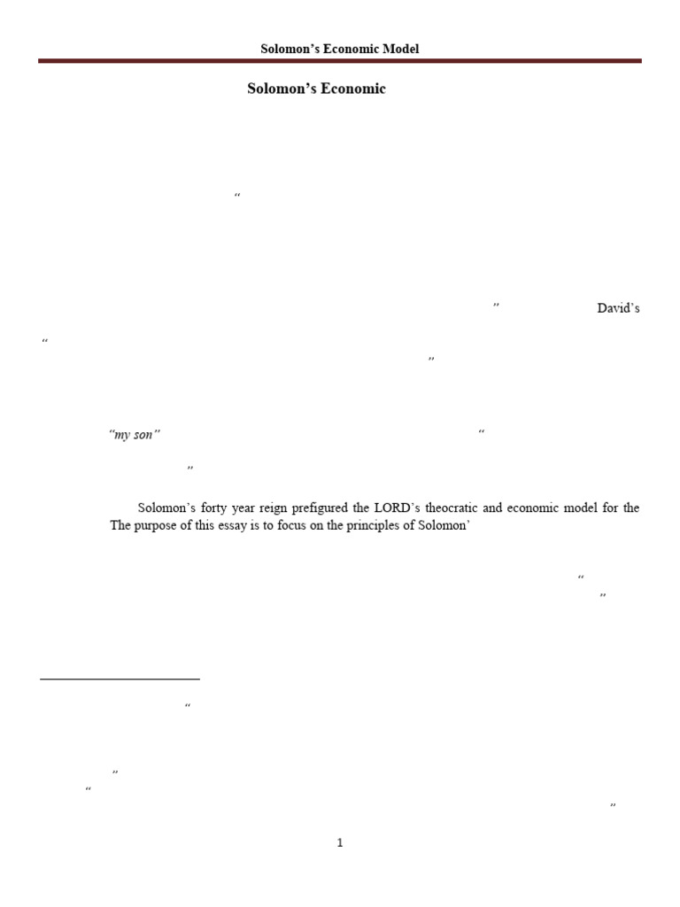 Solomon's Economic Model | PDF | Solomons | David