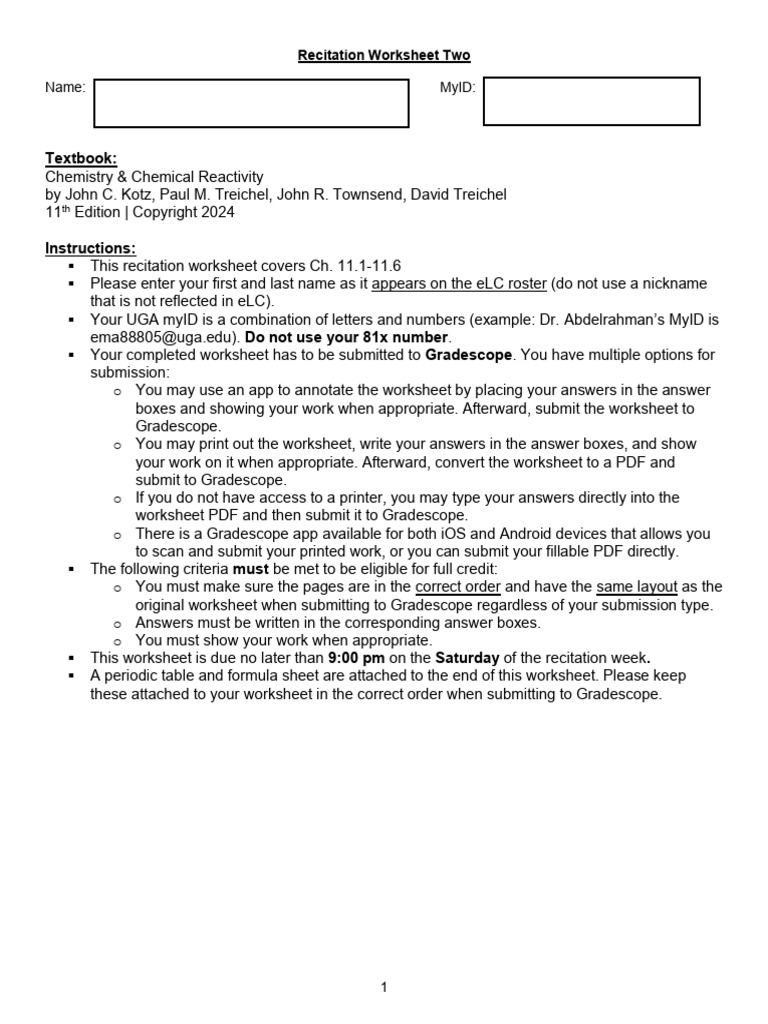 Recitation Worksheet 2 | PDF | Evaporation | Liquids