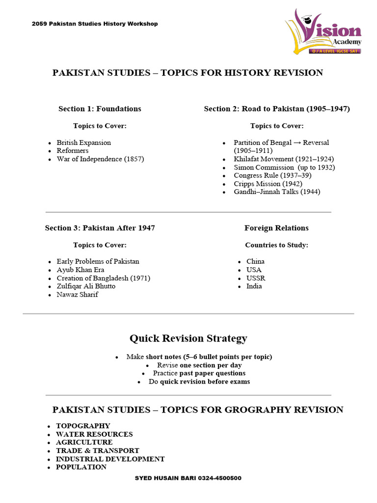 Topics for Revision | PDF