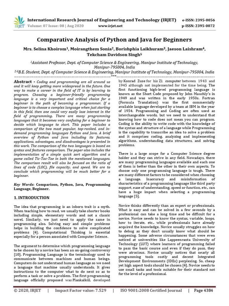 1 .Comparative Analysis of Python and Java | PDF | Java (Programming ...
