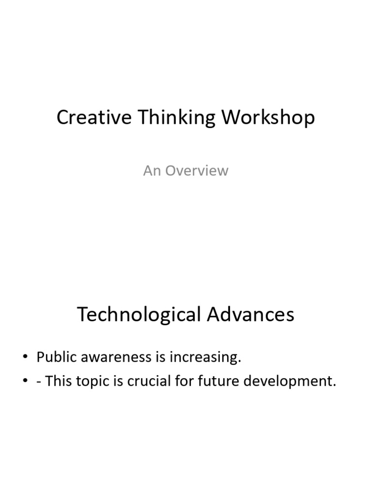 Creative Thinking Workshop | PDF