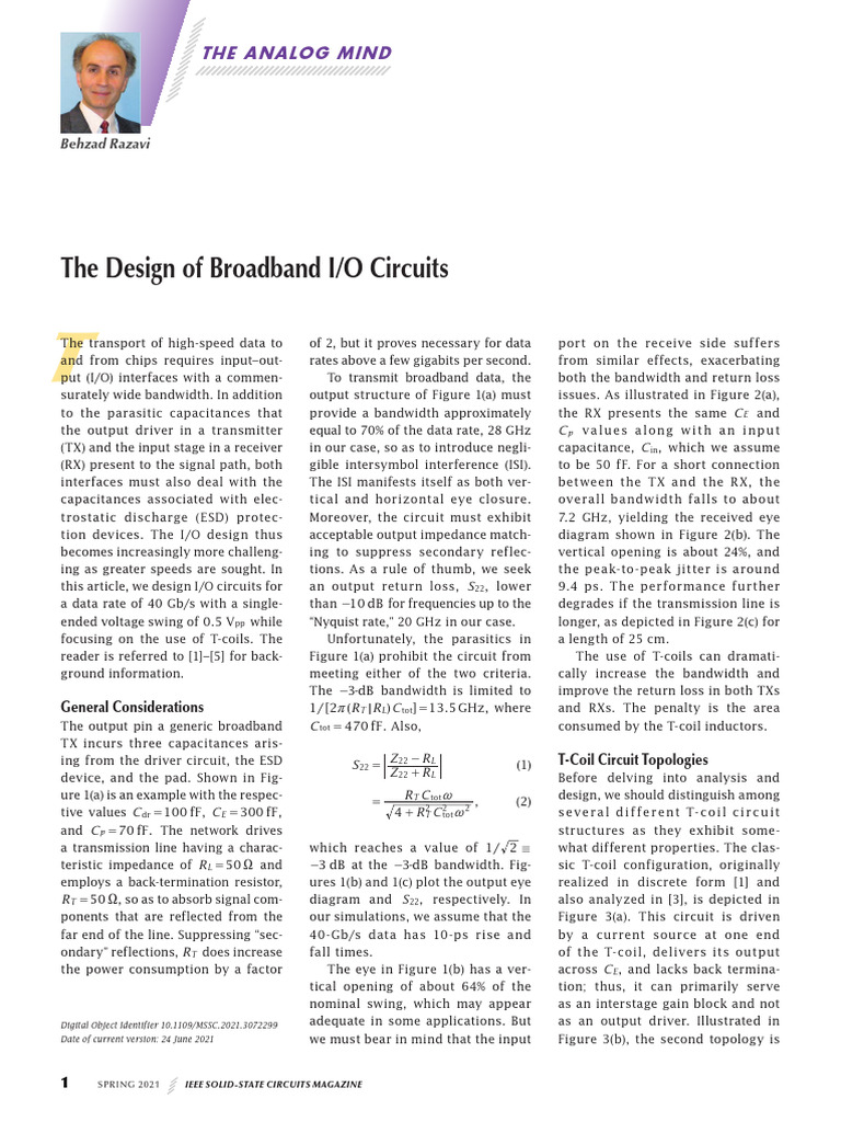 4.Spring 2021 – the Design of Broadband IO Circuits | PDF | Electrical ...
