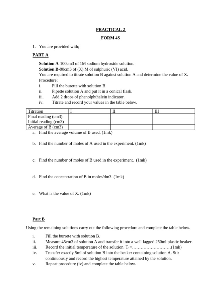 Practical 2 Form 4s | PDF