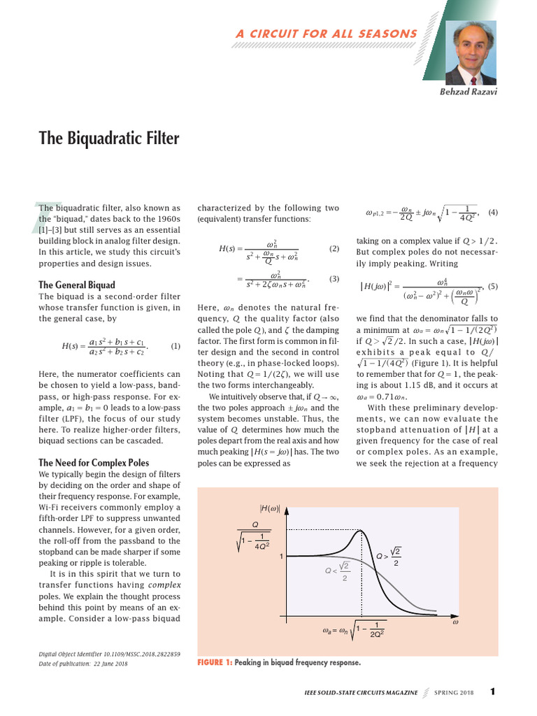 16.Spring 2018 – the Biquadratic Filter | PDF | Low Pass Filter ...