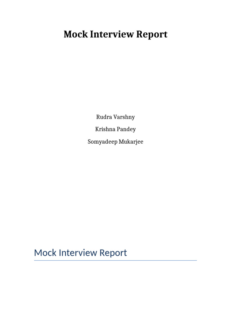 Mock Interview Report With Cover | PDF | Job Interview | Learning