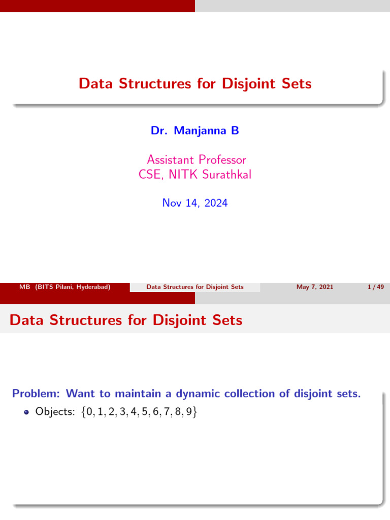 Lecture 8 Union-Find Data Structure | PDF | Algorithms And Data ...