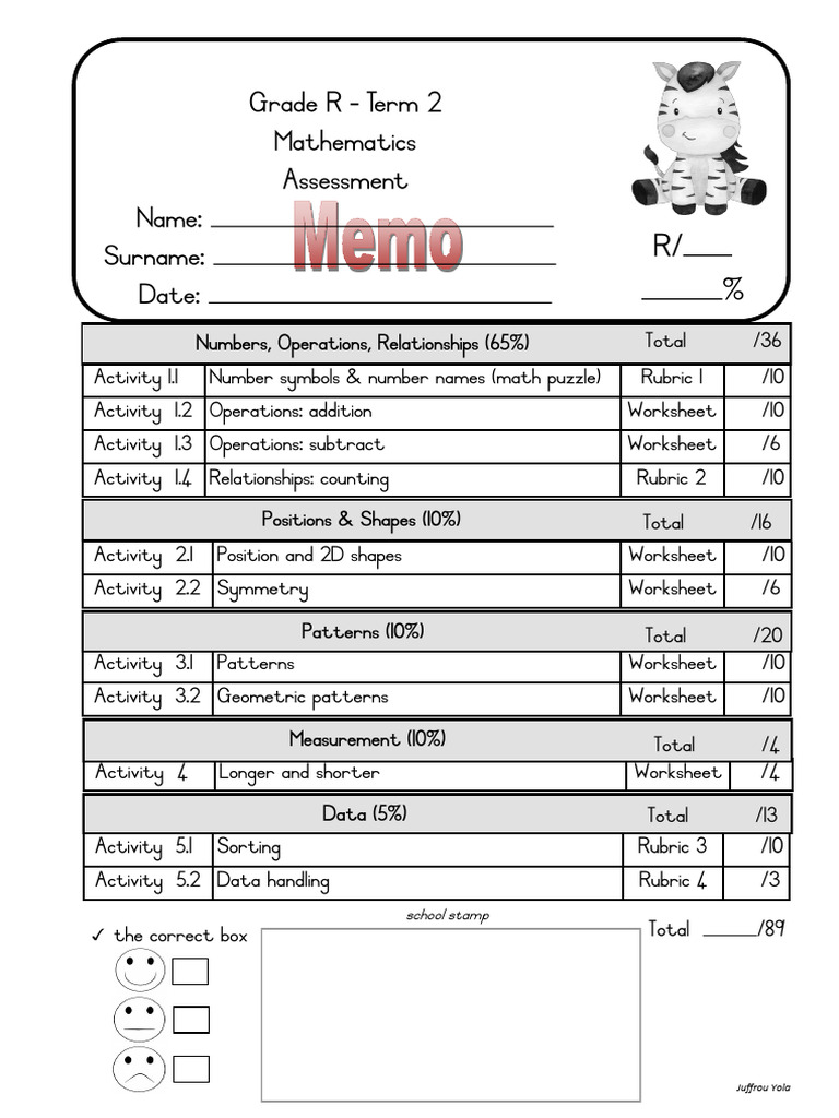 Grade R Math Assessment Term 2 Memo-1 | PDF | Mathematics