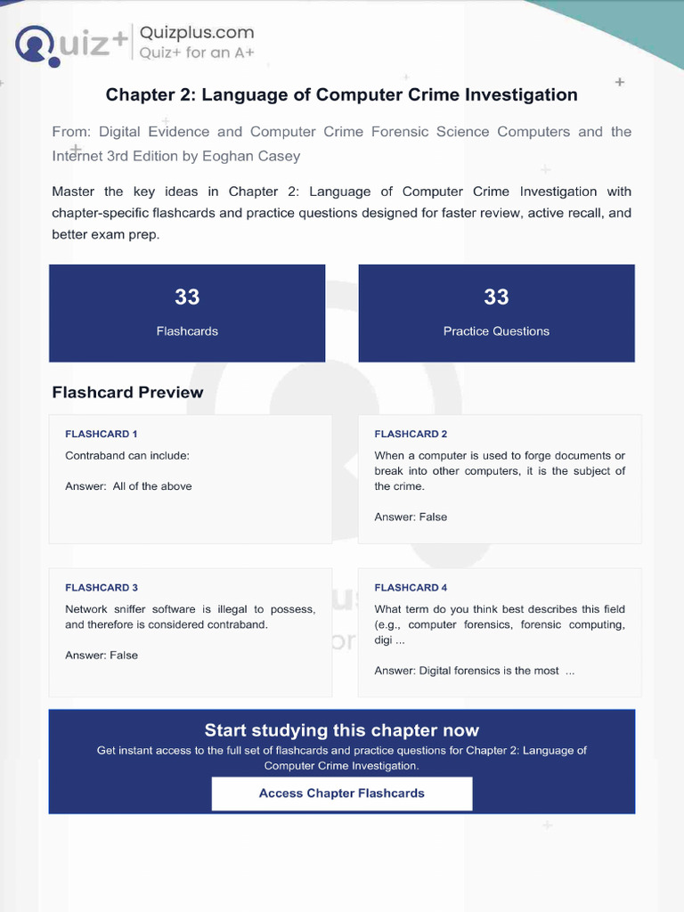 Flashcards for Chapter 2 Language of Computer Crime Investigation | PDF