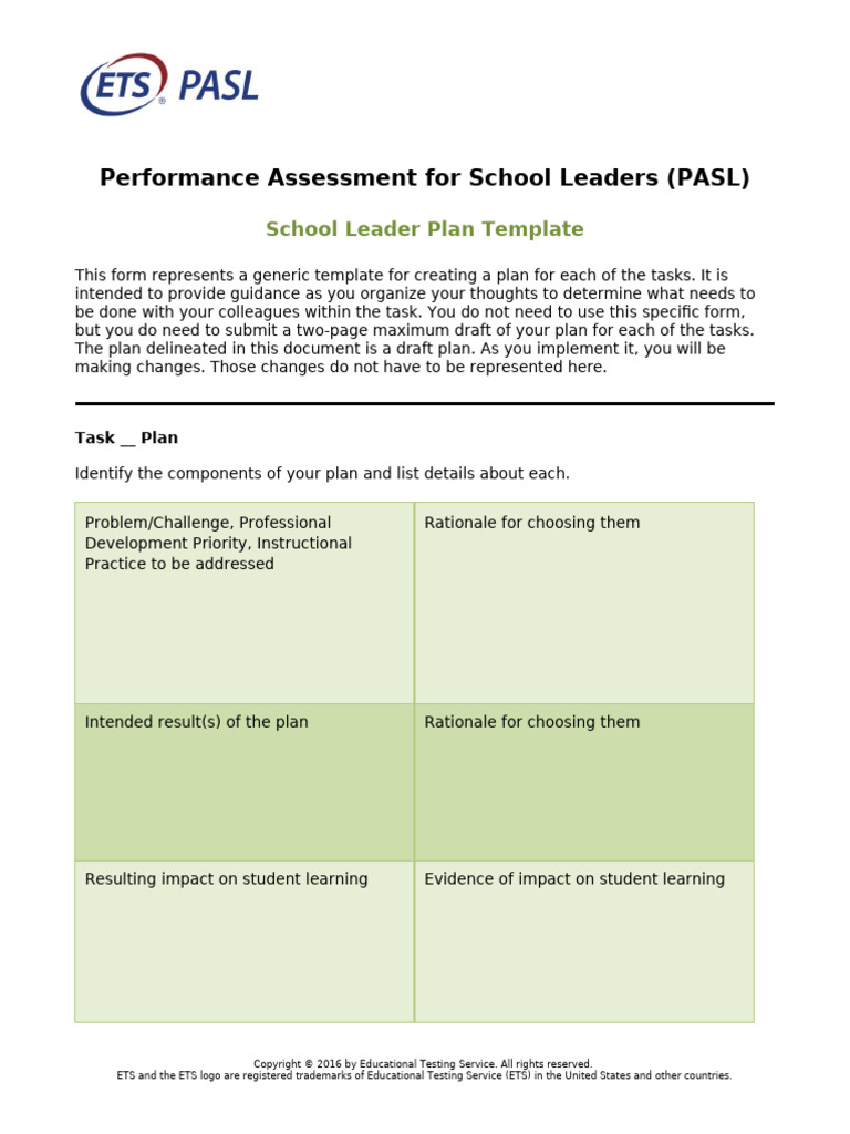 Pasl Plan Template (1) | PDF