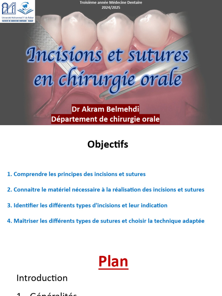 Incisions Et Sutures PR Belmehdi | PDF | Suture (médecine)