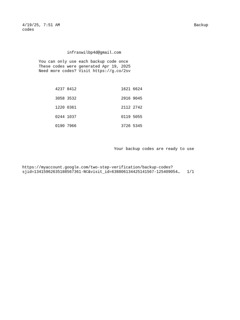 865348656-Backup-Codes | PDF