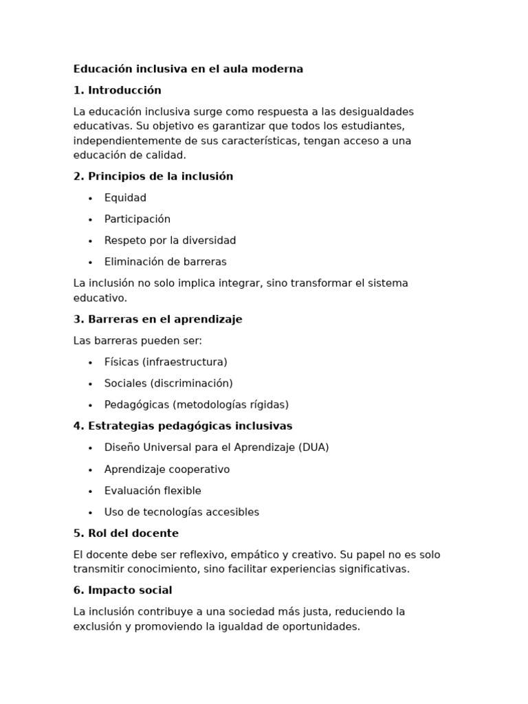 Educación Inclusiva en El Aula Moderna | PDF