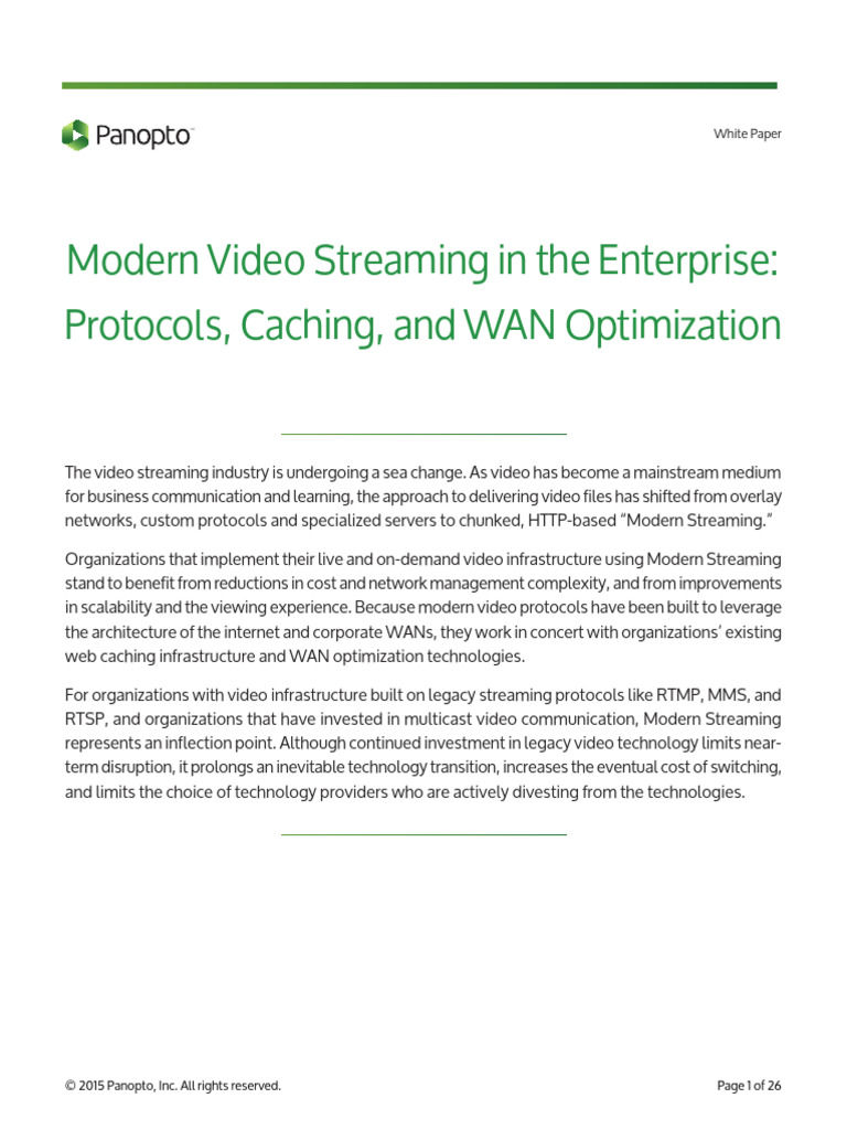 An Introduction To Modern Video Streaming - Panopto White Paper | PDF ...