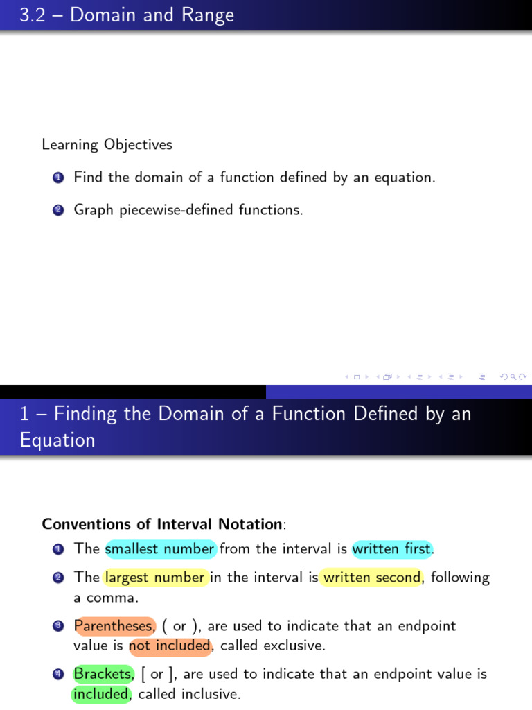 195-3.2 Domain and Range_Notes | PDF | Function (Mathematics) | Bracket