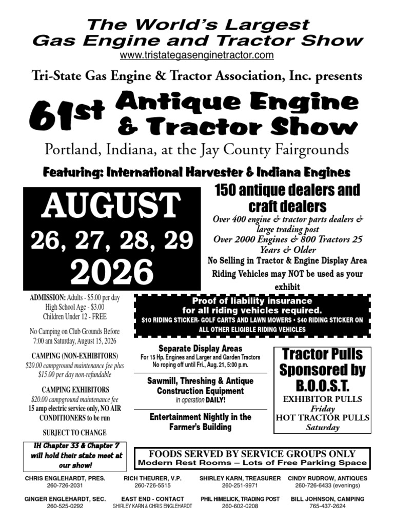 2026 61st Antique Engine Tractor Show | PDF | Tractor | Manufactured Goods