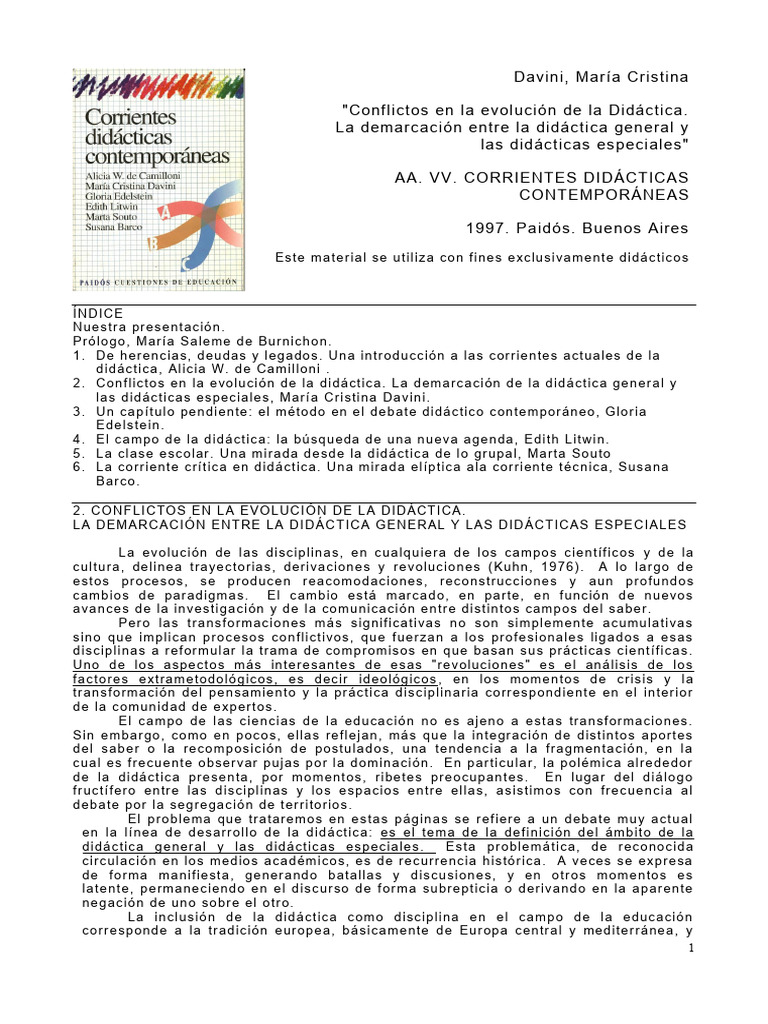 10 Davini La Evolucion de La Didactica | PDF
