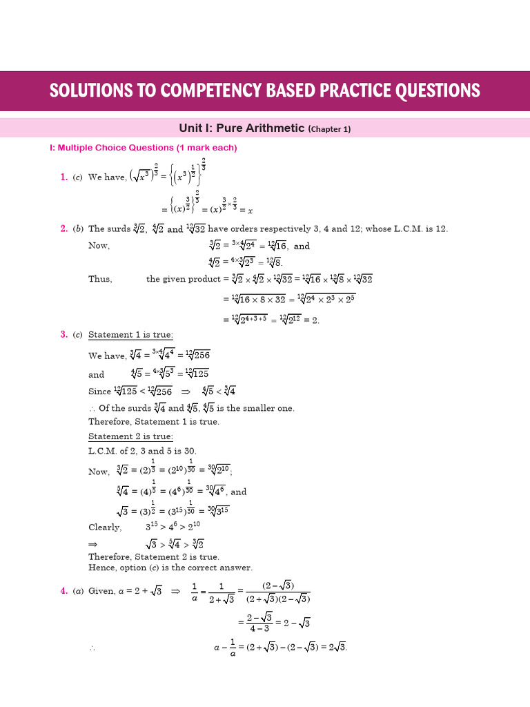 Solutions to Competency Based Practice Questions | PDF | Mathematics ...