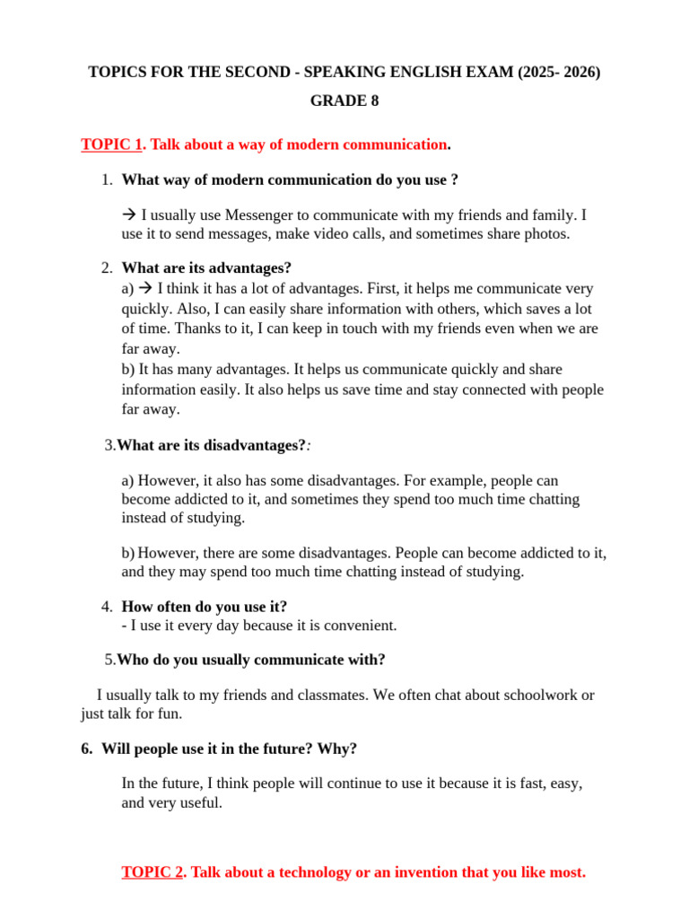 TOPIC SPEAKING 8 CK2 | PDF | Chess Theory | Chess